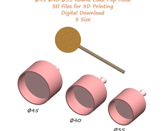 Formas redondas para cake pop Arquivos Stl | Conjunto de formas redondas para cake pop de 45-40-35 mm para impressoras 3D | Fabricante de cake pop faça você mesmo | Arquivos Stl para impressão 3D