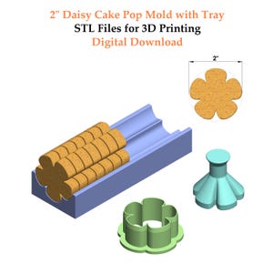 2" Daisy Cake Pop Mold with Tray Stl Files | Flower Cake Pop Mold 3d Print Stl | Cake Pop Making Tool STL File | Stl File for 3D Printing
