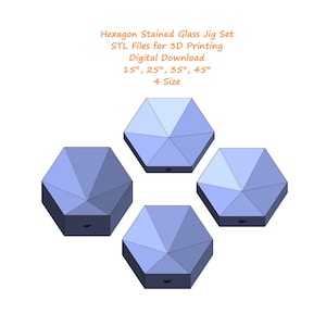 Hexagon Stained Glass Jig Set 15 25 35 45 Degree | Molds for Stained Glass Making | Stained Glass Jig Stl Files for 3D Printing | 4 Size