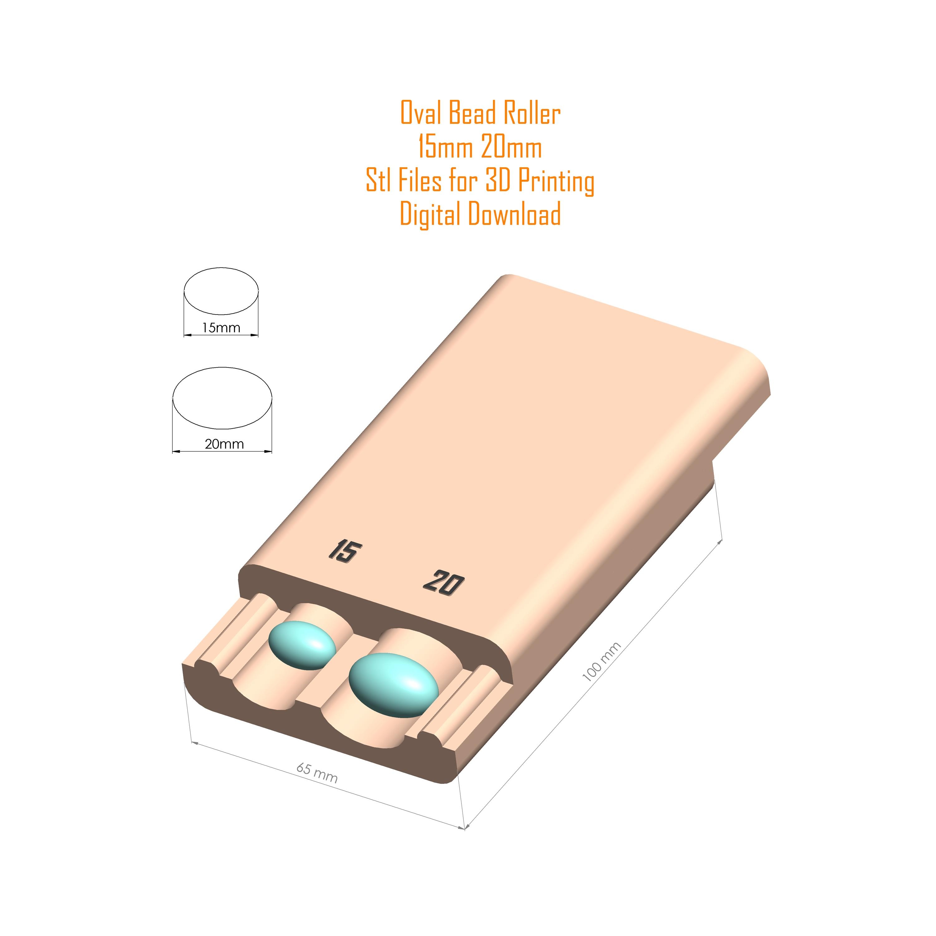 ポリマー粘土楕円形ビーズローラー 15 mm および 20 mm | 楕円形ビーズ