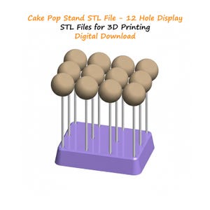 Cake Pop Stand STL File | 12 Hole | 4.5mm Stick Holes | 1.6in Max Cake Pop | Cake Pop Display Stand STL | Digital Download Stl Files