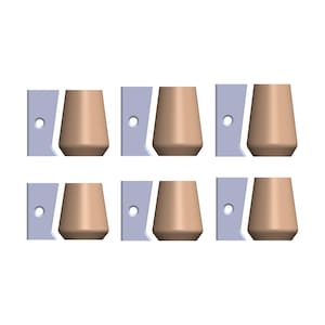 Könnte beinhalten: Sechs Sets aus braunen Keramikbechern mit einem Loch an der Seite, jedes Set enthält einen Becher und ein kleines rechteckiges Stück mit einem Loch in der Mitte.