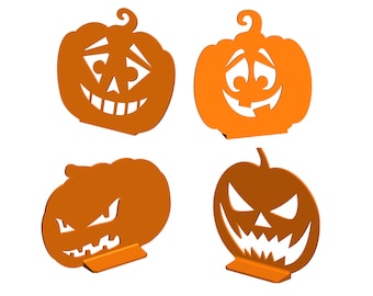 ハロウィーンのスタンディングカボチャデコレーション 3D プリント用 Stl ファイル | ハロウィーンのカボチャデコレーション Stl ファイル | デジタルダウンロード Stl ファイル 4 デザイン