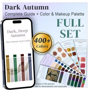 Dark Autumn Color Guide & Palette, Deep Autumn Colour Palette, Makeup colors, Nail, Metals, Seasonal Palette Digital Swatch, Color Analysis