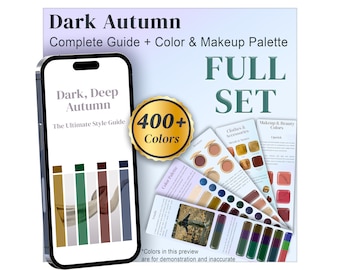 Dark Autumn Color Guide & Palette, Deep Autumn Colour Palette, Makeup colors, Nail, Metals, Seasonal Palette Digital Swatch, Color Analysis