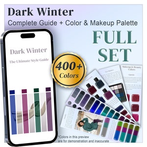 Dark Winter Color Guide & Palette, Deep Winter Colour Palette, Makeup colors, Nail, Metals, Seasonal Palette Digital Swatch, Color Analysis