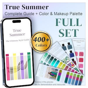 True Summer Color Guide & Palette, Cool Summer Colour Palette, Makeup colors, Nail, Metals, Seasonal Palette Digital Swatch, Color Analysis