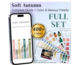 Soft Autumn Color Guide & Palette, Soft Autumn Colour Palette, Makeup colors, Nail, Metals, Seasonal Palette Digital Swatch, Color Analysis