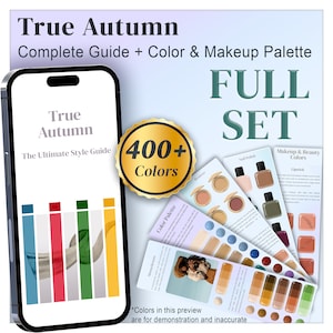 True Autumn Color Guide & Palette, Warm Autumn Colour Palette, Makeup colors, Nail, Metals, Seasonal Palette Digital Swatch, Color Analysis