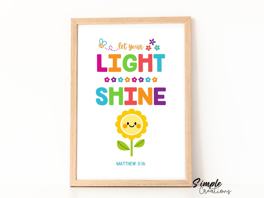 Let Your Light Shine Matthew 5:16 Christian Baptism Gift Nursery ...