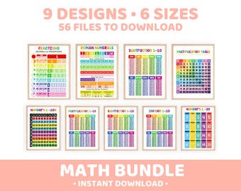 Rainbow Math Posters Set: Montessori Homeschool Decor (Digital Download)