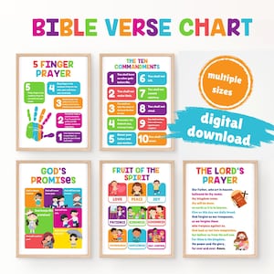 Pacote de gráficos de versículos da Bíblia, impressões para sala de aula em casa, versículos da Bíblia para crianças, cristão, escola dominical, download digital educacional católico