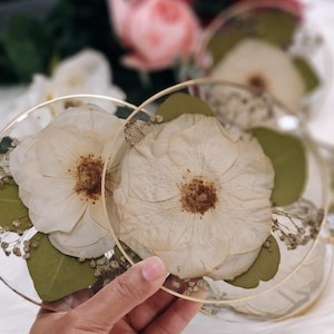 Preserved Flower Coasters Bouquet Preservation Dried Flower in Resin Coasters Flower Preservation Gift Set of 6 Coasters