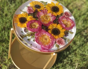 Hochzeit Blumen Erhaltung Couchtisch Kundenspezifische Harz Blumen Erhaltungsdekortabelle