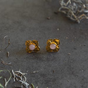 Handmade Gold 24k Earrings with Stone