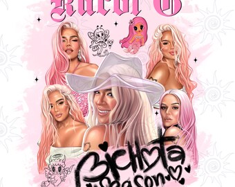 Bundle PNG file of Karol G hand drawn, Doll Fans pink hair, mermaid, sublimation designs, no background, Bichota season,digital download