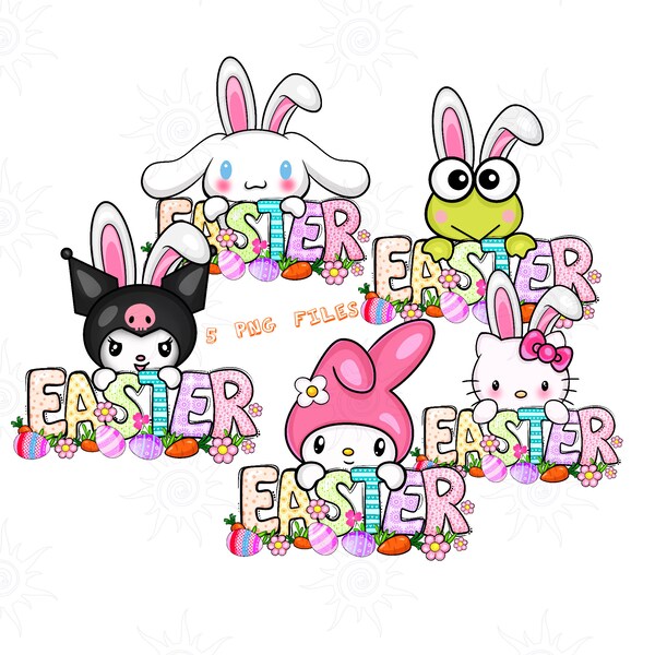 Bundle Love Kawaii Cinna Bunny Frog digital PNG, K-roppi M-lody, Easter Kawaii Anime, Roll Cinna Bunny, Easter Bunny, digital file