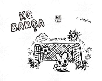 Karol G FC Barcelona PNG imprimable KG Barca dessiné à la main, manana sera bonito, nouveaux cheveux roses roses Gatubela, téléchargement numérique d'art