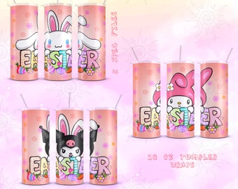 Bundle of 3 Kawaii Cinna Bunny Frog digital Tumbler Wrap, K-roppi M-lody, Kitty Easter Kawaii Anime, Easter Bunny Tumbler Wrap, digital file