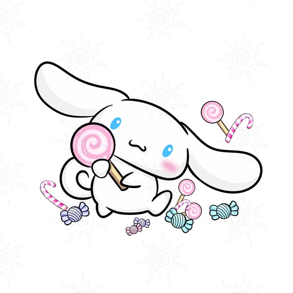 Love Kawaii Cinna Bunny digital PNG, M-lody, Kawaii Anime, Roll Bunny, Cinna Bunny sweet candies, cartoon characters, digital file