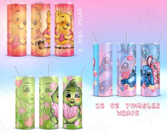 Bundle of 3 nursery digital wraps Classic Winnie Stitch Grinchy wrap, Before Cafecito,Pan Dulce Tumbler, maranito pan, 9.7x4.9” wrap digital