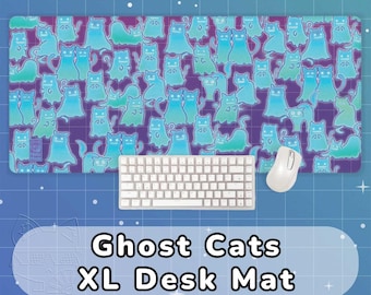Ghost Cats Desk Mat | XL Gaming Size