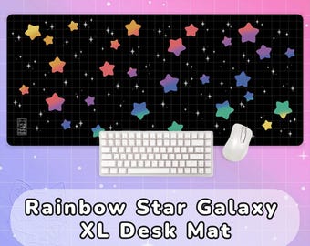 Rainbow Star Galaxy Desk Mat | XL Gaming Size