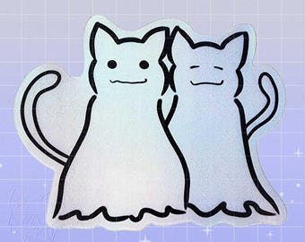 Ghost Cat Duo Sticker | Waterproof | Great on laptops & water bottles