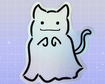 Ghost Cat Sticker | Waterproof | Great on laptops & water bottles