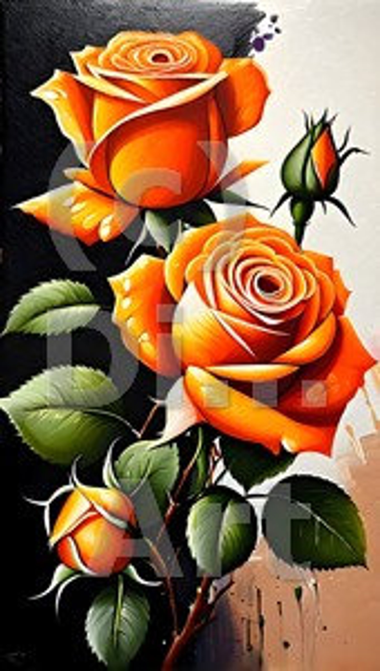 Digital Rose Paintings - 5 Different (collection3) - Etsy