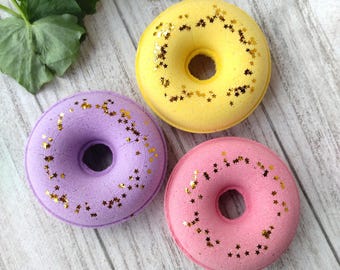 Donut Bath Bombs – Fun Bath Fizzies for Kids - Handmade Gift Idea - Colorful Spa Treats - Donut Shape