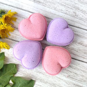 Heart Bath Bomb – Kids Gift – Party Favor – Handmade Bath Fizzy – Pink Purple – Spa Gift – Girl Birthday – Wrapped Bath Bomb