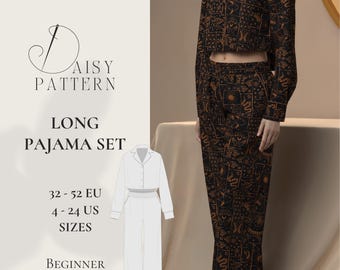 Long Pajama Set PDF Sewing Pattern: Shirt & Pants