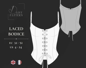Front Lace-Up Top Sewing Pattern PDF – Fitted Cami Bodice