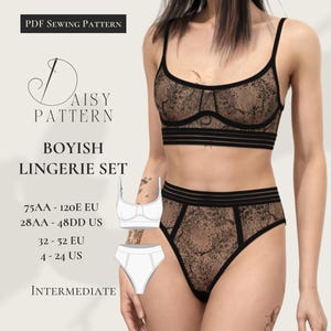 Patrón de costura en PDF para conjunto de lencería masculina: bralette y braguita de talle alto