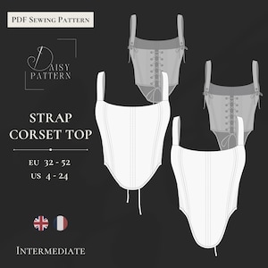 Patrón de costura en PDF para corsé / Top corsé con tirantes, versiones clásica y larga