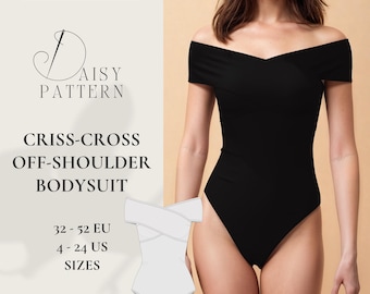 Elegant Off-Shoulder Bodysuit Sewing Pattern: PDF Download for Sizes 4-24 US / 32-52 EUR