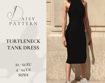 Turtleneck Tank Dress PDF Sewing Pattern - 32-52 EUR / 4-24 US