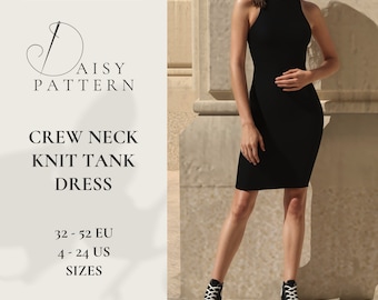 Crew Neck Knit Tank Dress PDF Sewing Pattern - 32-52 EUR / 4-24 US