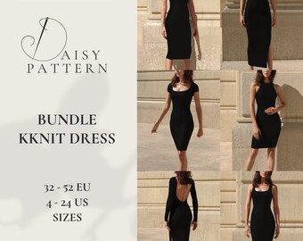 Bundle Knit Dress PDF Sewing Pattern - 32-52 EUR / 4-24 US