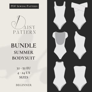 Lot de patrons de couture pour body d'été : tailles femmes 4-24 us / 32-52 eu, tissu extensible DIY