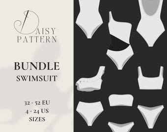 Versatile Swimsuit PDF Sewing Pattern Bundle: Vintage-Inspired Designs for All Sizes (EUR 32-52 / US 4-24)