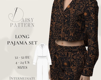 Long Pajama Set PDF Sewing Pattern: Shirt & Pants