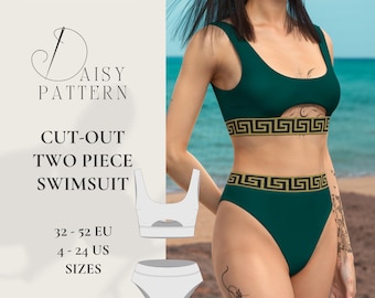 Cut-Out Two Piece Swimsuit PDF Sewing Pattern for Women's Sizes 32-52 EU / 4-24 US