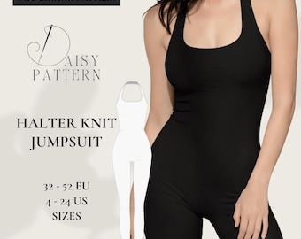 Halter Knit Jumpsuit Sewing Pattern PDF