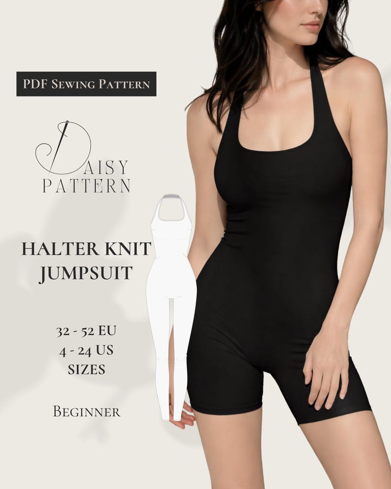 Halter Knit Jumpsuit Sewing Pattern PDF - Etsy