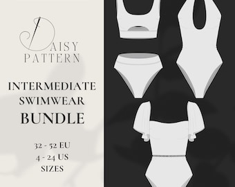 Intermediate Swimwear PDF Sewing Pattern Bundle for Women's Sizes 32-52 EU / 4-24 US