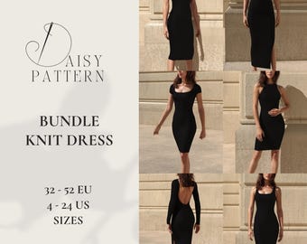 Versatile Elegant Midi Knit Dress Sewing Pattern PDF - Women's Sizes 4-24 US / 32-52 EUR - Vintage Inspired
