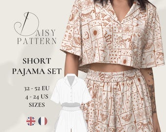 Kurzer Pyjama-Set (PDF-Schnittmuster): Oberteil & Shorts
