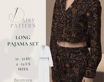 Long Pajama Set PDF Sewing Pattern: Shirt & Pants